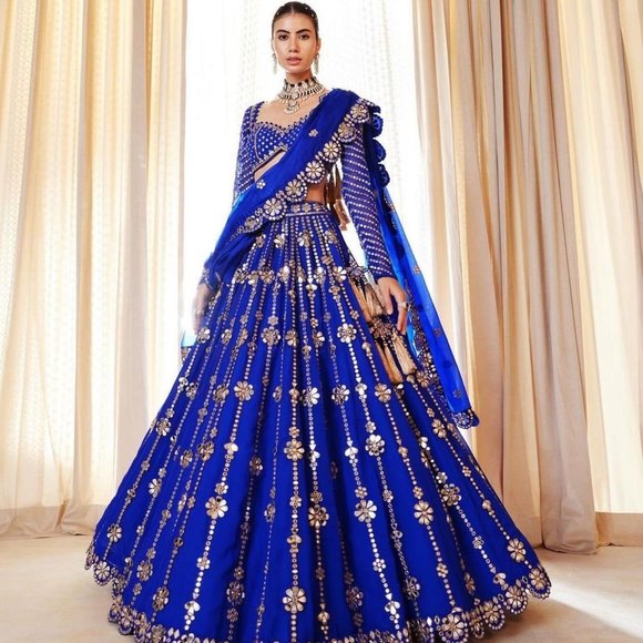 INDIAN WEDDING PAKISTANI WEAR BOLLYWOOD PARTY NEW DESIGNER LEHENGA CHOLI LENGHA - Picture 3 of 9